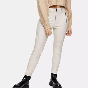 TopShop Faux Leather Pants  Zippers Biker Leggings - Size 6